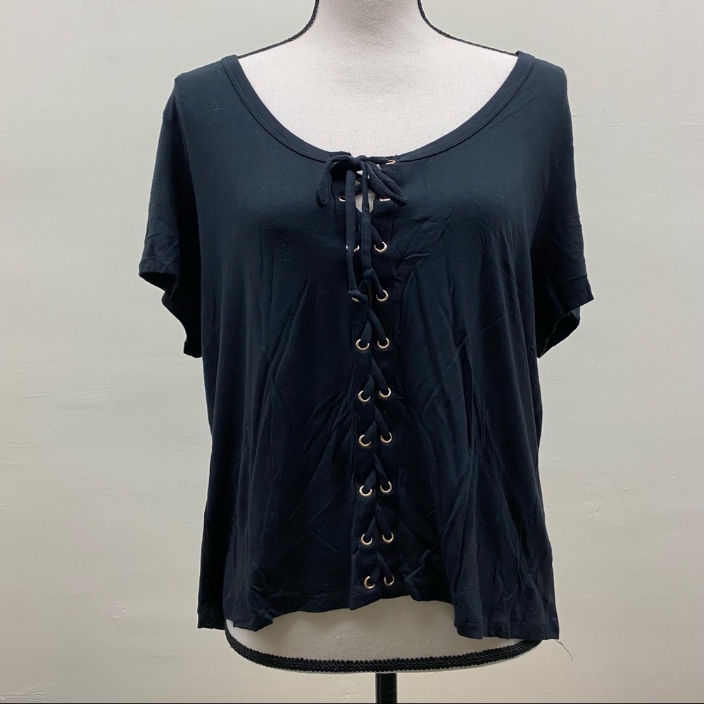 NWT Aeropostale Seriously Soft Girl Cropped Lace-Up Tee